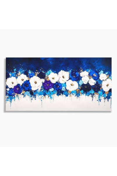 Luxcanva Tablou Canvas Orizont Floral 100x50 cm pe Sasiu Lemn Flori Abstract ...