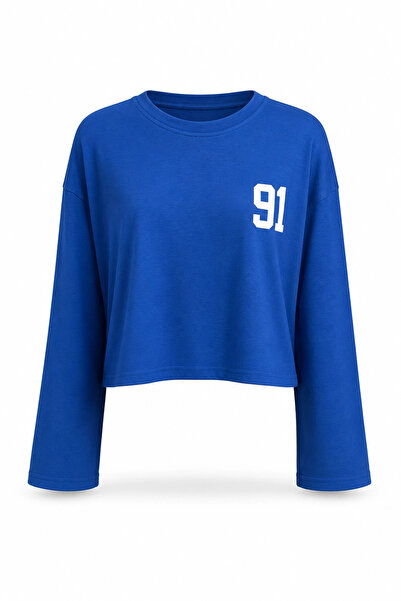 Purple by Banu SAKS Rakam Baskı Detay Modal Sweatshirt