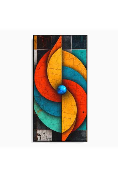Luxcanva Tablou Canvas Spirala Abstracta Colorata 50x100 cm cu Rama Negru Abs...