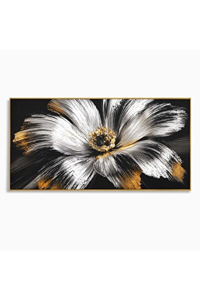 Luxcanva Tablou Canvas Floare Imperială 140x70 cm cu Rama Auriu Floare Abstra...