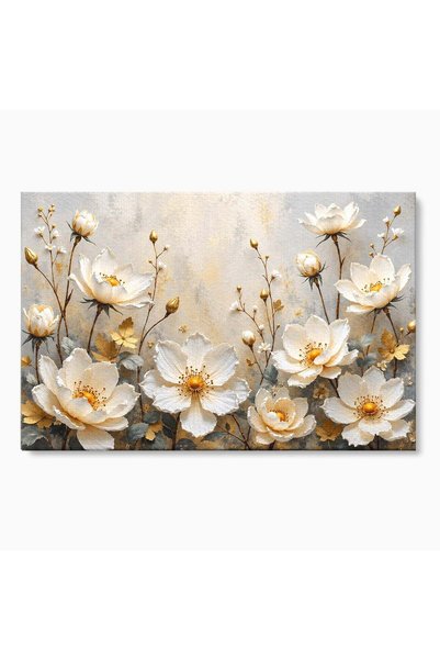Luxcanva Tablou Canvas Flori Aurii Elegante 60x40 cm pe Sasiu Lemn Flori Eleg...