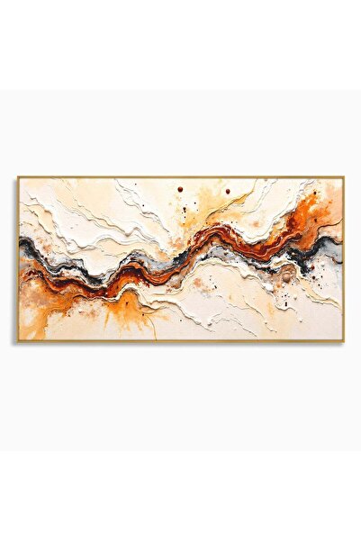 Luxcanva Tablou Canvas Flux Abstract 140x70 cm cu Rama Auriu Abstract Textura...