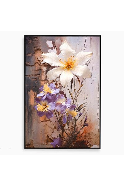 Luxcanva Tablou Canvas Floare Delicata 40x60 cm cu Rama Negru Flori Arta Natura