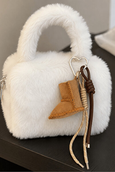 TAKIŞTIR Kahverengi Bot Detaylı Çanta Charm/ Anahtarlık