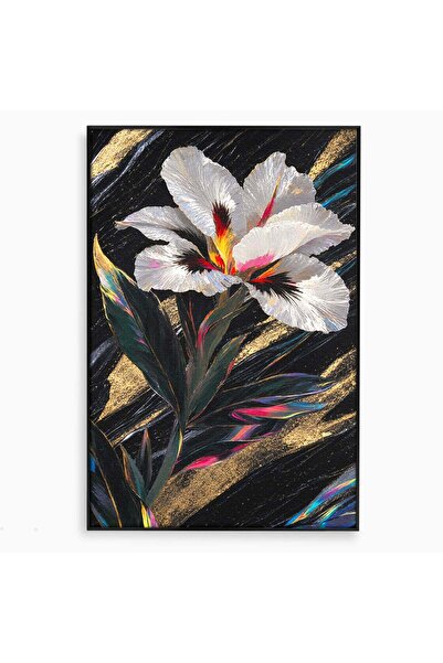 Luxcanva Tablou Canvas Iris Imperial 80x120 cm cu Rama Negru Floare Natura Ab...
