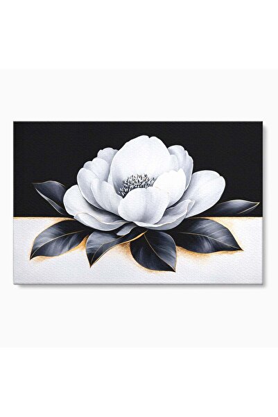 Luxcanva Tablou Canvas Floare Eleganta Alb-Negru 120x80 cm pe Sasiu Lemn Floa...