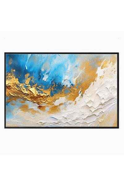 Luxcanva Tablou Canvas Abstractie Ceruleana 120x80 cm cu Rama Negru Abstracti...