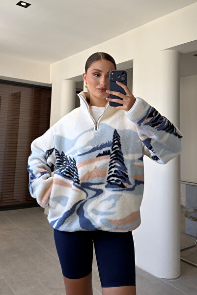 MAGARDE FLEECE PREMIUM CU MODEL - ALBASTRU
