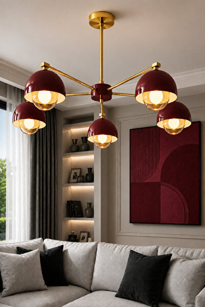 Luna Lighting Pera 5 li Metal Şık Estetik Dekoratif Salon Avize