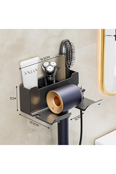 Choice1 Gray Wall Mounted Hair Dryer Holder For Dyson Bathroom Shelf Without ...