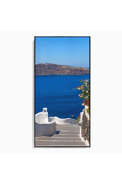 Luxcanva Tablou Canvas Scara Spre Mare 50x100 cm cu Rama Negru Mare Peisaj Sa...