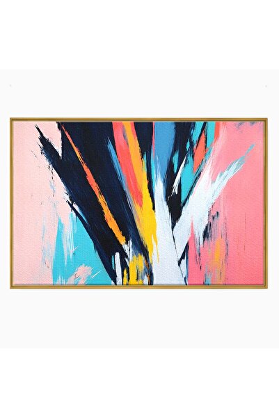 Luxcanva Tablou Canvas Abstract Dinamic 100x70 cm cu Rama Auriu Abstract Mode...