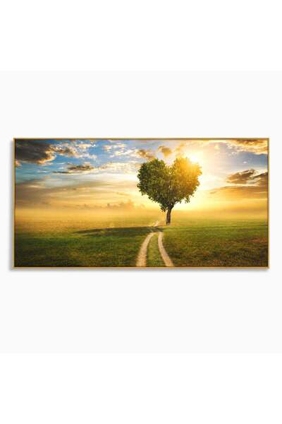 Luxcanva Tablou Canvas Drumul Spre Inima Naturii 140x70 cm cu Rama Auriu Copa...