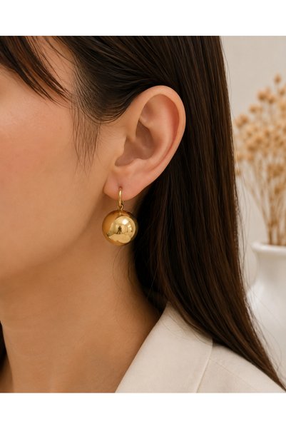 Archhazel Jewelery Steel Gold Topcuklu Earrings