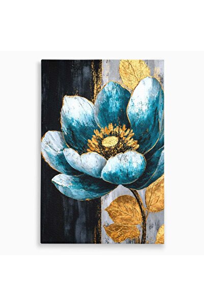 Luxcanva Tablou Canvas Petale de Azur 70x100 cm pe Sasiu Lemn Floare Auriu Al...