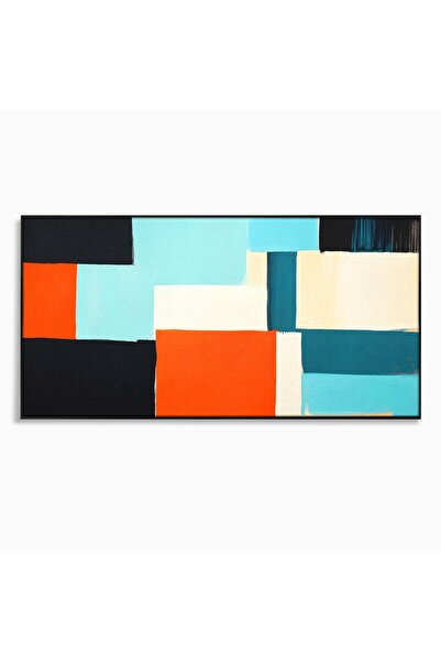 Luxcanva Tablou Canvas Abstract Geometric 140x70 cm cu Rama Negru Abstract Ge...