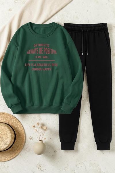 uyguntarz Unisex Design Printed Crew Neck Sweatshirt - 2-Piece Tracksuit Set