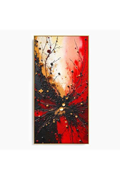 Luxcanva Tablou Canvas Explozie Abstracta 50x100 cm cu Rama Auriu Abstract Ar...