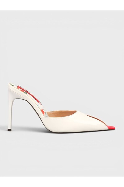 Sadık Yılmaz Women's summer 11cm thin heeled slippers - 574 0642-26 - white p...