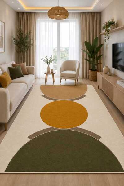 Bordo Halı Modern Geometrik Desenli Dijital Baskılı Yıkanabilir Kaymaz Dot Ta...