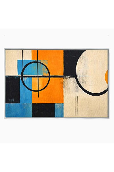 Luxcanva Tablou Canvas Abstractie Geometrica Moderna 120x80 cm cu Rama Argint...