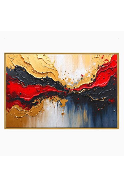 Luxcanva Tablou Canvas Fluxuri De Energie 120x80 cm cu Rama Auriu Abstract Ar...