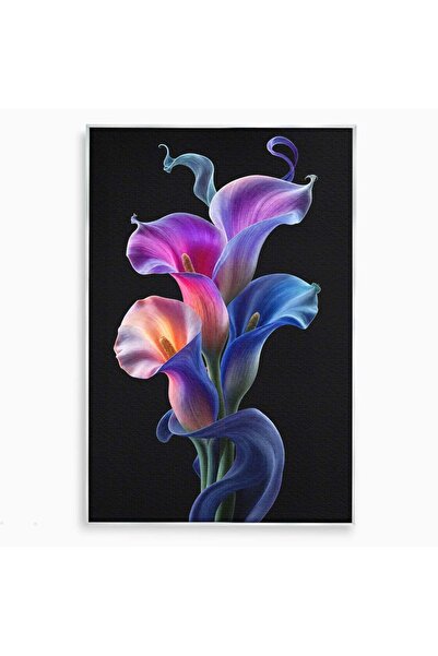 Luxcanva Tablou Canvas Cale Multicolore 80x120 cm cu Rama Argintiu Flori Arta...