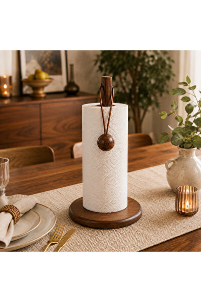 Vien Home Ahşap Rulo Kağıt Havluluk – Yuvarlak Tabanlı Top Detaylı Dekoratif ...