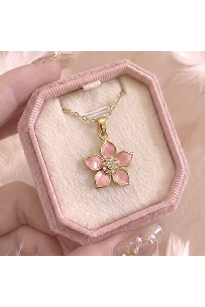 Heda Jewelry Kiraz Çiçeği Kolye - Çelik Çiçek Figürlü Zarif Kolye