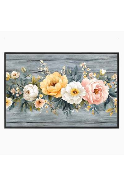 Luxcanva Tablou Canvas Flori De Primavara 120x80 cm cu Rama Negru Flori Prima...