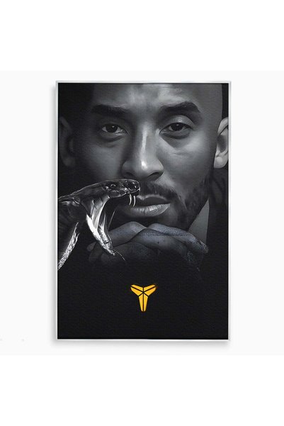 Luxcanva Tablou Canvas Mamba Neagra 50x70 cm cu Rama Argintiu Portret Sport L...