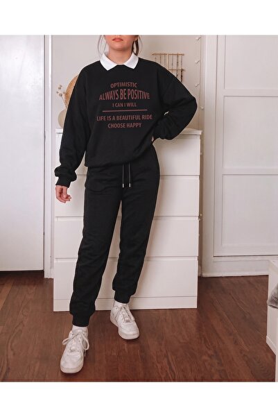 uyguntarz Unisex Design Printed Crew Neck Sweatshirt - 2-Piece Tracksuit Set