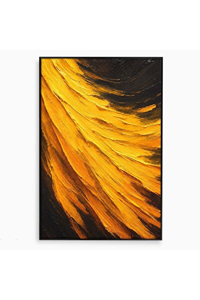 Luxcanva Tablou Canvas Vortex Auriu 70x100 cm cu Rama Negru Abstract Vortex T...