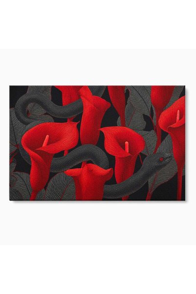 Luxcanva Tablou Canvas Sarpele Si Crinii Rosii 70x50 cm pe Sasiu Lemn Sarpe C...