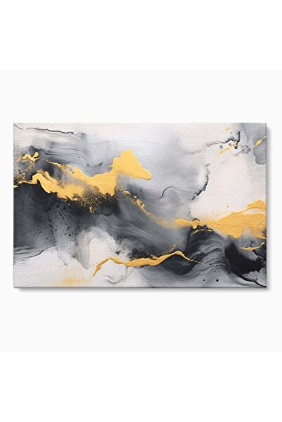 Luxcanva Tablou Canvas Flux Abstract Auriu 60x40 cm pe Sasiu Lemn Abstract Mo...