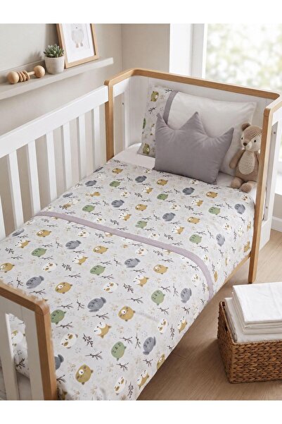 Aras Bebe Cotton 5 Piece Sleeping Set - Gray