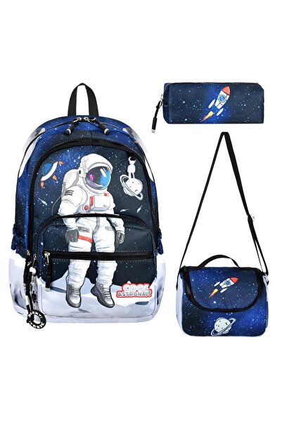 BEGATİ ÇANTA Astronot Desenli İlkokul Çantası – Beslenme Çantası ve Kalemlikl...