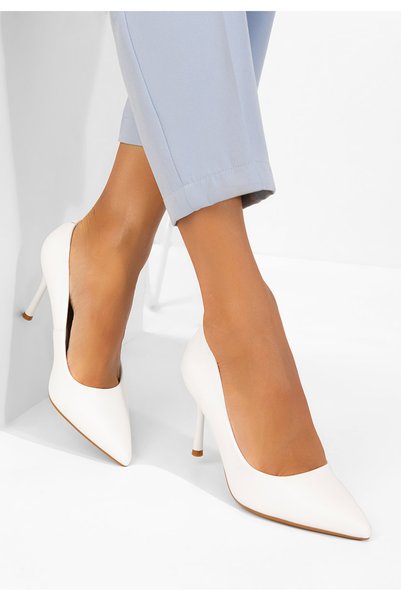 B T Shoes Pantofi stiletto piele Velise albi