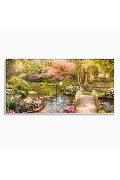 Luxcanva Tablou Canvas Gradina De Vis 100x50 cm cu Rama Argintiu Gradina Peis...