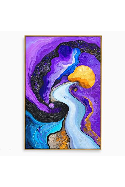 Luxcanva Tablou Canvas Calea Galactica 70x100 cm cu Rama Auriu Abstract Galax...