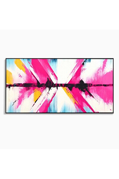 Luxcanva Tablou Canvas Explozie Abstracta 140x70 cm cu Rama Negru Abstract Mo...