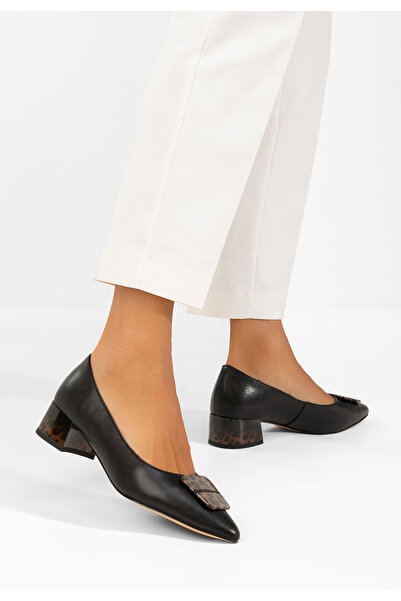 B T Shoes Μαύρα δερμάτινα ψηλοτάκουνα παπούτσια Gingia