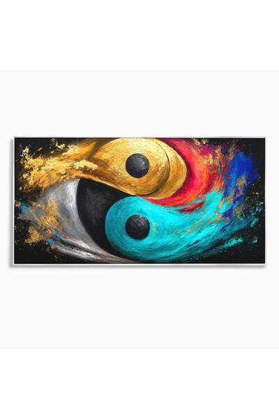 Luxcanva Tablou Canvas Echilibrul Yin Si Yang 120x60 cm cu Rama Argintiu Yin ...