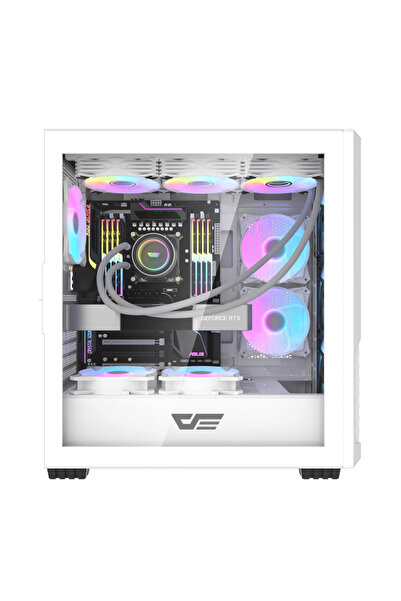 darkFlash DF2100 E-ATX/ATX/M-ATX Gaming PC Case, 4 Pre installed Fans,360mm Radiator Support, USB 3.0