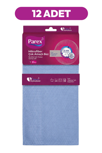 Parex Microfiber Multi-Purpose Cloth Blue Pack of Twelve