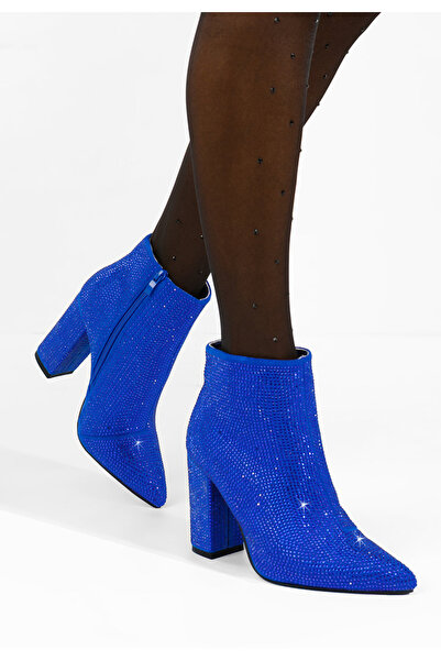 B T Shoes Botine cu toc gros Glira albastre