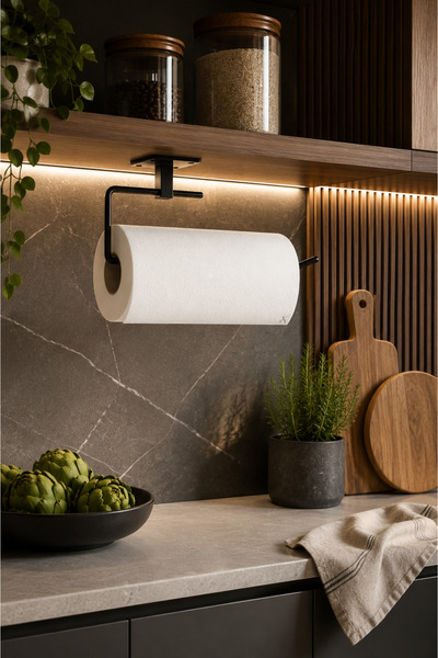 BEYZANA Kâğıt Rulo Havluluk Yapışkanlı Peçetelik Banyo ve Mutfak Askısı