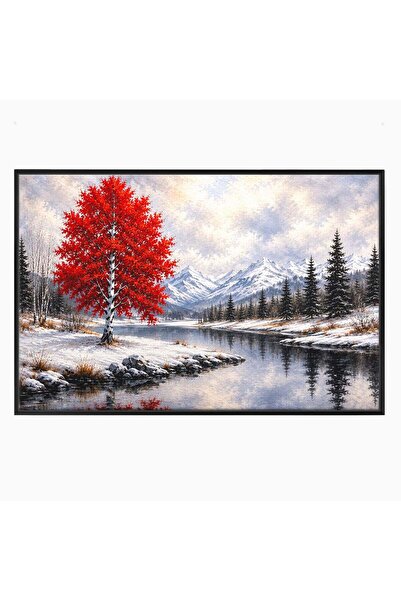 Luxcanva Tablou Canvas Armonie De Iarna 120x80 cm cu Rama Negru Peisaj Iarna ...