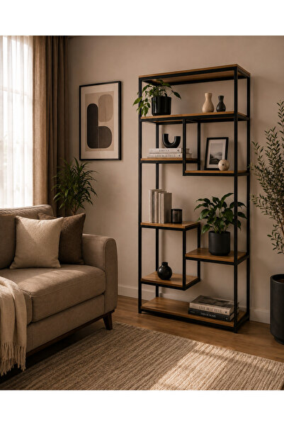 EVDERA MOBİLYA Loft Metal Kitaplık Çok Amaçlı Bölmeli Dosya Ve Dekoratif Raf ...