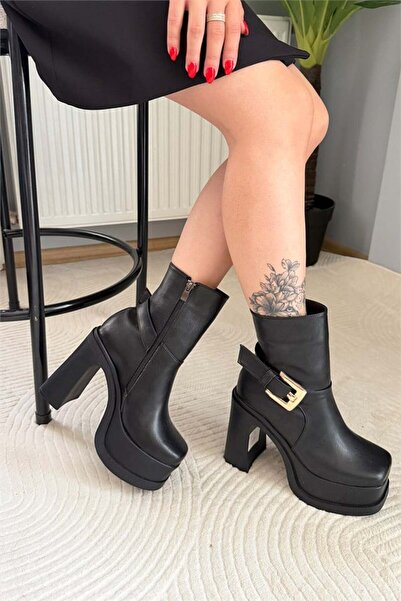 Les Passent Women's Lorenza Black 12 cm Platform Heeled Women's Boots K-2030